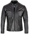 Produktbild: Rock Creek Herren Lederjacke Biker Jacke Echtleder Motorradjacke Leder Jacken Herrenjacke Braun Winterjacke Übergangsjacke H-183 Schwarz 2XL