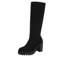 Produktbild: Ital-Design Kniehohe Damenstiefel mit stabilem Absatz für Herbst/Winter High-Heel-Stiefel (90109887) Blockabsatz Stiefel in Schwarz