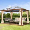 Produktbild: TOOLPORT Forest 3x4 m Hardtop Gartenpavillon, inkl. 4 Seitenteile, champagnerfarben - (301346)
