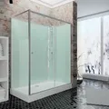 Produktbild: Komplettkabine Ibiza - Duschkabine Mit Schiebetür 5 Mm Esg Sicherheitsglas Klar, Rückwände In Light Grün, Profil: Alu Natur, Größe: 80 X 120 X 204 Cm, Funktionsteil Rechts - Schulte