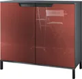 Produktbild: Vladon Kommode Sylt V3, Moderner Küchenschrank mit 2 großen Türen Anthrazit matt / Bordeaux Hochglanz (92,5 x 83.5 x 35)