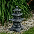 Produktbild: Pagode Steinlaterne Steinskulptur 46 cm 14 kg Mehrfarbig Beton frostsicher