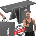 Produktbild: Miweba Sports Gymnastikmatte GM100 | Faltbar - Rutschfest - Trainingsmatte - Fitnessmatte für zuhause - Sport Turn Matte - Tragegriffe (Grau) - Grau