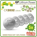 Produktbild: GP Knopfzellen CR2032 CR 2032 Lithium Batterien 3V – 5er Blister