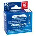 Produktbild: TESTAmed® GlucoCheck ADVANCE Teststreifen mit 10 Soft-Lanzetten · 1 P · PZN 1333