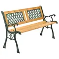 Produktbild: Juskys Gartenbank Sanremo - 2-Sitzer Holzbank mit Armlehnen & Rückenlehne - wetterfeste Sitzbank 122x54x73 cm - Seitenelemente aus Gusseisen