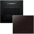 Produktbild: BOSCH Backofen-Set Teleskopauszug Versenkknebel Hydrolyse + PKM Induktionskochfeld Slider, mit 1-fach Teilauszug, Hydrolyse EcoClean Direct schwarz