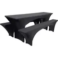 Produktbild: Beautissu Bierbankhusse Stretch Victoria, Farbe:Schwarz, Größe:220x50cm - Schwarz