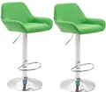Produktbild: CLP 2er Set Barhocker Braga Kunstleder drehbar und höhenverstellbar,grün chrom