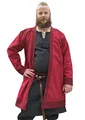 Produktbild: Battle-Merchant Klappenrock Bjorn Herren langarm knielang | Baumwolle Wikinger-Mantel Jacke Mittelalter | LARP Karneval Wikinger Lagerleben Lagerkleidung, Rot/Weinrot, Gr. XXL