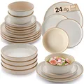 Produktbild: SÄNGER Rio Creme | Tafelservice 24 teilig, Steingut Geschirr Set 6 Personen, 6x Teller 6x Frühstücksteller 6x Tiefe Teller 6x Pastaschalen Geschirrset und Schale, creme | VALUE COLLECTION