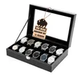 Produktbild: BigDean Uhrenbox für 12 Uhren Glasdeckel - schicke Uhrenbox Herren Watch Box Uhrenaufbewahrung