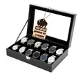 Produktbild: Uhrenbox für 12 Uhren Glasdeckel - schicke Uhrenbox Herren Watch Box