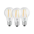 Produktbild: Osram LED Base Classic A Lampe, in Kolbenform mit E27-Sockel, nicht dimmbar, Ersetzt 6W=60 Watt, Filamentstil Klar, Kaltweiß - 4000 Kelvin, 3er-Pack