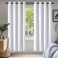 Produktbild: Deconovo Verdunkelungsgardine mit Ösen Gardinen Wohnzimmer Vorhänge Extra Warm Vorhang Blickdicht Fensterdeko, 175x140 cm(HöhexBreite), Silber Grau, 2er Set