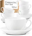 Produktbild: Cosumy Cappuccino Tassen Set 6er mit Untertassen – Kaffeetassen Keramik Weiß – Hält Lange Warm – Spülmaschinenfest – Kaffee Tassen Sets & Kaffeetasse Modern – Kaffeeservice Geschenkidee -180ml