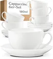 Produktbild: Cosumy Cappuccinotasse Cappuccino Tassen Set 6er mit Untertassen – Kaffeetassen Keramik 180ml, 6-tlg., Keramik, Mit Untertassen - Hält Lange warm - Spülmaschinenfest - 180ml