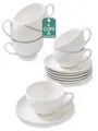 Produktbild: 6 Cappuccinotassen Keramik Weiß Kaffee Mokka Cups Tassen Untertassen Becher Set