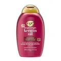 Produktbild: OGX Keratin Oil Shampoo 385ml (1er Pack), kräftigendes Anti-Haarbruch verhindert nachweislich Haarbruch und reduziert Spliss um bis zu 80%, Haarpflege mit Keratin Öl für strapaziertes Haar