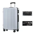 Produktbild: YONSLY Premium Reisekoffer TSA-Schloss,YKK-Reißverschluss Hartschalen-Koffer Trolley Rollkoffer Suitcase Handgepäck 4 Rollen (Silber, XL)