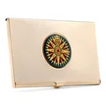 Produktbild: 9x6x0,5cm Visitenkartenbox Kompassrose Visitenkartenhalter Messing Kartenetui