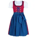 Produktbild: Nübler Dirndl Mädchen Dirndl im traditionellen Stil Kinder Trachten (Dirndl Set EMILIA, 3-tlg., Dirndl Kleid mit Bluse und Schürze) Kinder Tracht im bayerischen Stil - Trachtenmode Kinder rot 128