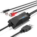 Produktbild: DigitalLife USB 2.0 Audio Capture Card Grabber - Dual-RCA/3,5-mm-Eingangsoption für Schallplatten, Kassetten und Mini-Disc, Kompatibel mit Windows 10,11, Linux
