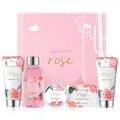 Produktbild: Luxuriöses 5-teiliges Rosen Geschenkset für Frauen – Duschgel, Bodylotion & mehr
