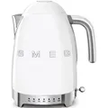 Produktbild: Smeg Wasserkocher KLF04WHEU 1,7 l, einstellbare Temperatur, glänzendes Weiß, im Stil der 50er Jahre - Weiß/Silber