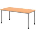 Produktbild: HAMMERBACHER HS16 höhenverstellbarer Schreibtisch buche rechteckig, 4-Fuß-Gestell silber 160,0 x 80,0 cm