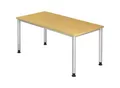 Produktbild: Schreibtisch, HxT 685 - 810 x 800 mm, 4 Rundrohrbeine, Breite 1600 mm, alusilber / Buche kaiserkraft