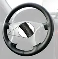 Produktbild: LECO Lenkradbezug Lenkradhülle Auto mit schwarzer Naht für viele VW, Ford, Seat, Mazda, Echtleder