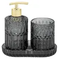 Produktbild: eluno Bad-Accessoires Set BURANO 3tlg. aus schwarzem Glas, 1x Seifenspender, 1x Becher und 1x Schale