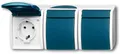 Produktbild: Busch-Jaeger 2300/3 EW-53 SCHUKO Steckdose, Ocean IP44, 3-fach, grau/blaugrün (2CKA002084A0698)