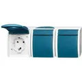 Produktbild: Busch-Jaeger Steckdose Ocean 2300/3 EW-53, IP44, Aufputz, 3-fach, grau / blaugrün, Feuchtraum