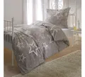 Produktbild: BETTWARENSHOP Bettwäsche Sterne taupe, Biber, 2 teilig, warme weiche Kuschelsterne