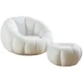 Produktbild: SalesFever Sessel und Hocker Set aus Teddyfell Weiß