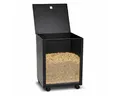 Produktbild: MS Beschläge Kaminholzkorb Pelletbehälter schwarz mit Rollen und Sichtfenster, Pelletkorb Pelletbox 37x52x37cm