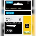 Produktbild: DYMO Permanentes Polyesterband Industrieband, Polyester, 5,5 m x 19 mm, Schwarz/Weiß