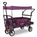 Produktbild: FUXTEC Bollerwagen faltbar FX-CT800 Purpur mit Dach | Transportwagen klappbar | Schiebegriff & Innenraumverlängerung | Feststellbremse | Vollprofilreifen | Handwagen/Leiterwagen – Das Original