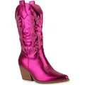 Produktbild: VAN HILL Damen Cowboystiefel Stiefel Stickereien Schuhe 840142, Farbe: Fuchsia Metallic, Größe: 36 - Rosa - 36