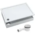 Produktbild: Aquabad® Duschwanne BASIC Smooth White, Rechteck, Acryl, 1-St., Duschwanne + Styroporträger + Ablaufgarnitur, 70x100 cm blau|weiß 70 cm x 17 cm x 100 cm