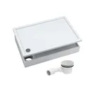 Produktbild: AQUABAD Duschwanne/Duschtasse | Komplettset Basic Smooth White 70x100cm Rechteck | inkl. Styroporträger und Marken-Siphon 90mm mit Chromdeckel | (Gesamthöhe inkl. Träger 16 cm) zum Befliesen