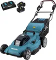 Produktbild: Makita Akku-Rasenmäher 2x18V / 5,0 Ah, 2 Akkus + Ladegerät