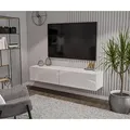 Produktbild: Weiß TV Lowboard 180 cm Hängeschrank für Wohnwand Fernsehtisch Hochglanz Front MDF Fernsehschrank Kabelöffnung Push-to-Open - Weiß
