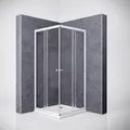 Produktbild: Breuer Ektos Eckeinstieg Schiebetür 80-90 cm x 180 cm silber matt Klarglas