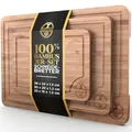 Produktbild: Deer & Oak Schneidebrett Holz Set 3-teiliges Vorgeölt Bambus Schneidebrett mit Griff & Saftrille, Küchenbrett, Schneidebretter Holz, Schneidbrett, Holzbrett Küche