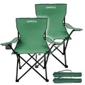 Produktbild: 24MOVE® Campingstuhl Faltstuhl, 2er Set, grün, mit Getränkehalter und Tragetasche Outdoor, faltbar max. 100kg, Anglerstuhl, Polyester