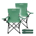 Produktbild: 24MOVE® Campingstuhl Faltstuhl, 2er Set, grün, mit Getränkehalter und Tragetasche Outdoor, faltbar max. 100kg, Anglerstuhl, Polyester