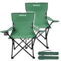 Produktbild: 24MOVE® Faltstuhl grün 2er Set Campingstuhl Anglerstuhl mit Getränkehalter - Anglersessel klappbar - Klappstuhl Gartenstuhl Faltstuhl Relaxsessel Campingsessel faltbar, Polyester, draußen oder drinnen